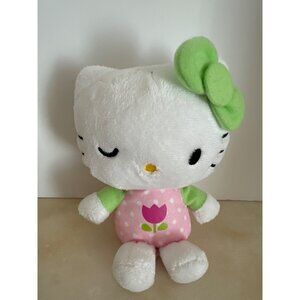 Hello Kitty Plush Doll Pink Dress With Green Bow 7" Plush Stuffed Animal Doll